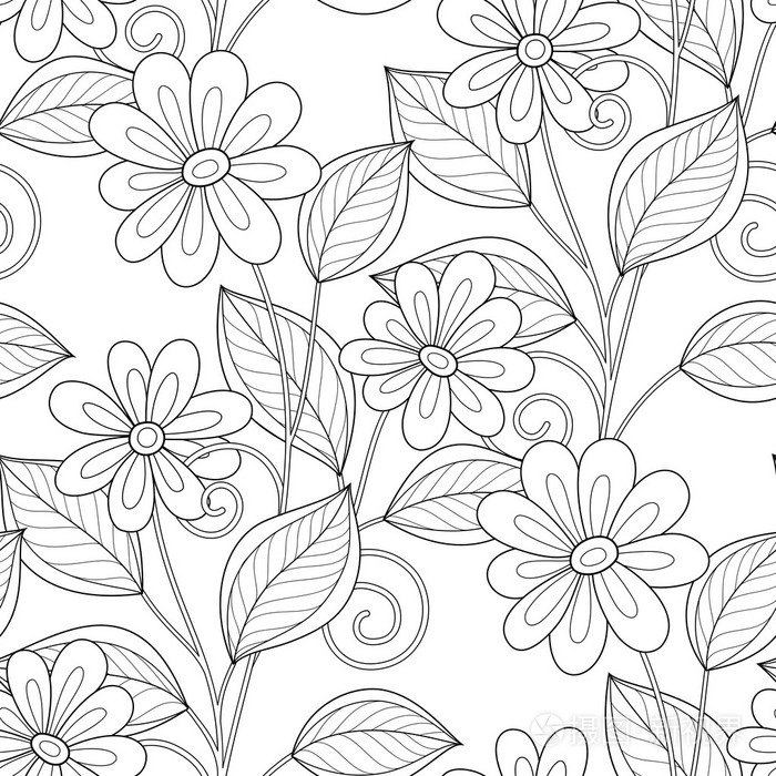 无缝单色花卉图案插画-正版商用图片0rr38a-摄图新视界