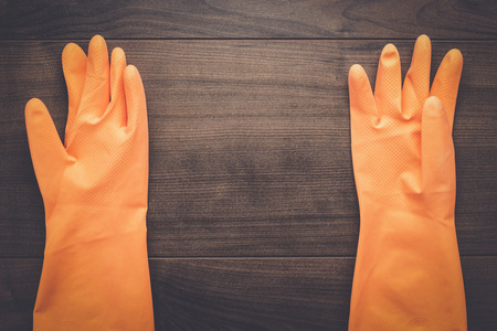 橙色橡胶清洁手套