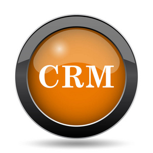 Crm 图标。在白色背景下的 Crm 网站按钮