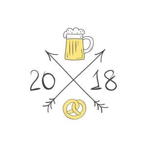 啤酒节传单 2018, 横幅。啤酒节标志, 概念设计