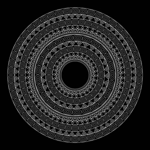 曼荼罗为着色书。黑色和白色圆轮廓装饰点缀。不寻常的花朵的形状。东方的矢量和抗应激治疗模式