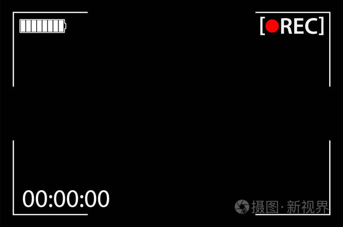 矢量黑色透明相机娱乐界面取景器与数字焦点和曝光设置.屏幕摄影框架.