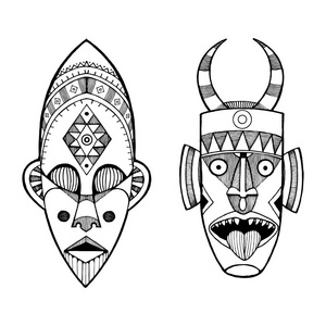 非洲面具的雕刻风格矢量的野蛮人