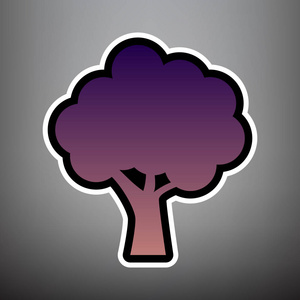 树图标。向量。紫色渐变图标, 黑色和白色林