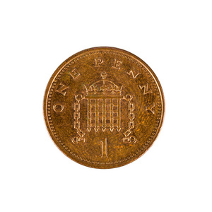 一个英国便士硬币 2001 被隔绝在白色背景上