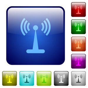 圆角方形光泽按钮集中的 wlan 网络图标