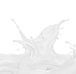 溅起的牛奶或奶油白色背景上