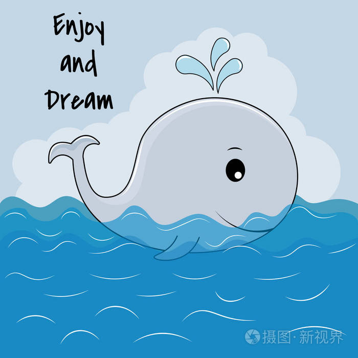 在海洋背景迷人的鲸鱼贺卡.可爱的孩子 t恤的图形