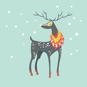 圣诞魔法鹿和森林