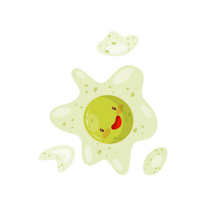 细胞核结构图可爱有趣的细胞与细胞核, 人性化的细菌卡通人物矢量插图