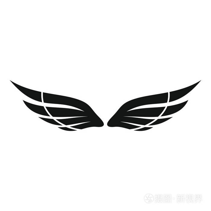 飞翔的翅膀黑色简单轮廓图标矢量插画设计和 web 上白色孤立
