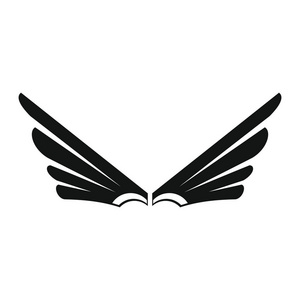天使的翅膀黑色简单轮廓图标矢量插画设计和 web 上白色孤立