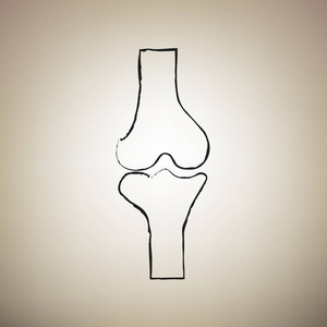 膝盖关节标志.向量.画笔绘制黑色图标在浅褐色照片