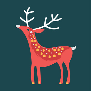 圣诞魔法鹿和森林