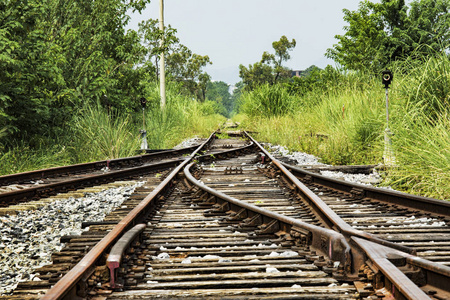 在农村，桂林，广西公关废弃的铁路轨道