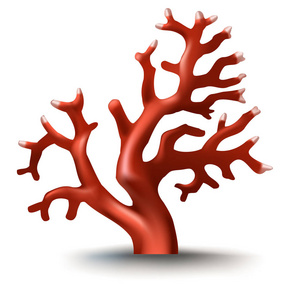 矢量插图 徽章 贴纸 红珊瑚生长在写实风格插画