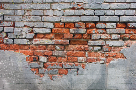 创意砖背景作为不寻常设计的基础旧的复古红色彩绘地板旧的红砖墙和