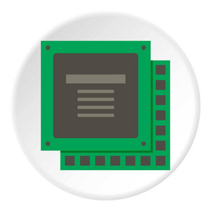 绿色电脑 Cpu 处理器芯片图标圆
