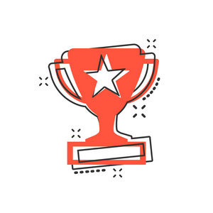 奖杯漫画矢量卡通奖杯杯的漫画风格.优胜者标志例证象形文字.