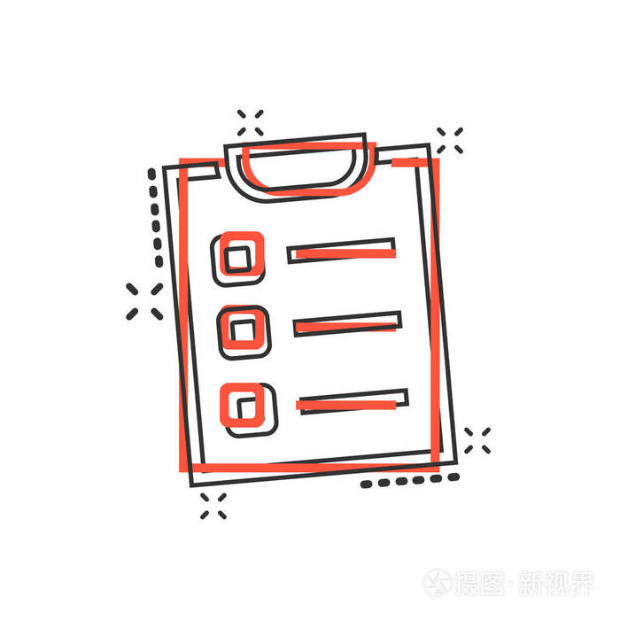 矢量卡通在漫画风格的列表图标.清单, 任务列表符号插图象形文字.