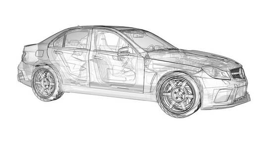 车身形状轿车.调整是一个普通的家庭汽车的版本.3d 渲染照片