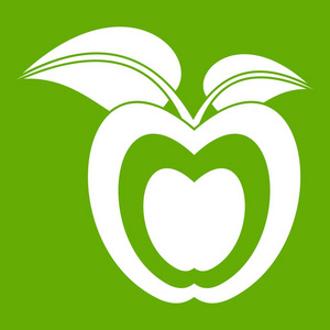 苹果与叶子图标绿色