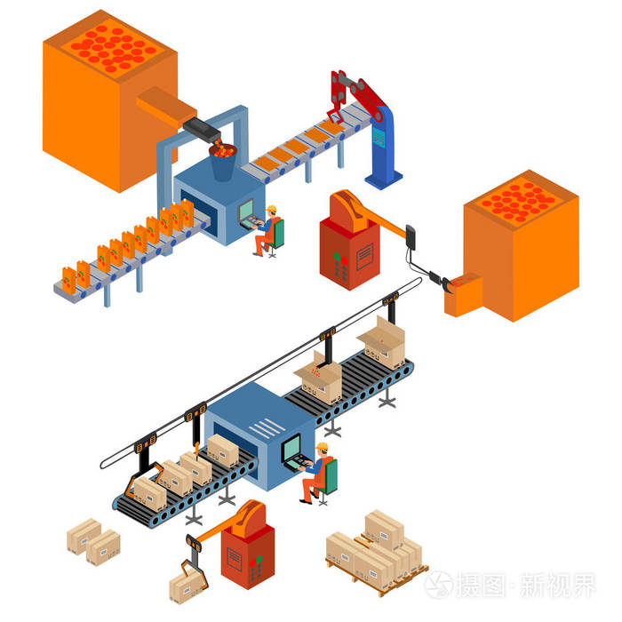 工厂自动化的装配生产线插画-正版商用图片0rs98d-摄图新视界