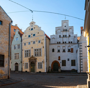 里加，拉脱维亚2016 年 5 月 7 日 著名的中世纪建筑三兄弟