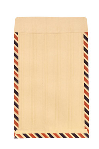 在白色背景上隔离的商务信函的棕色信封