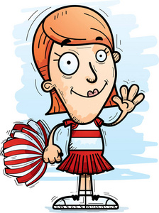 一个女拉拉队长挥舞的卡通插图照片