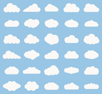 蓝色背景上的云图标白色颜色集