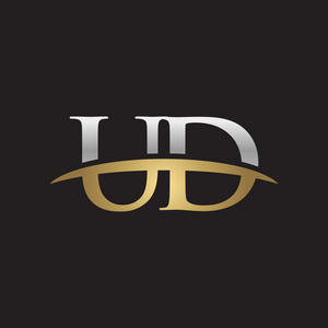 首字母 Ud 金银耐克标志旋风 logo 黑色背景