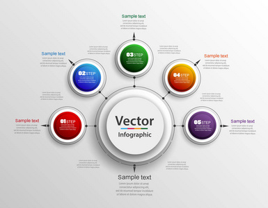 抽象矢量信息图表编号选项模板与 5 个步骤。可以用于工作流布局 图 业务步骤选项 横幅 网页设计。eps 10