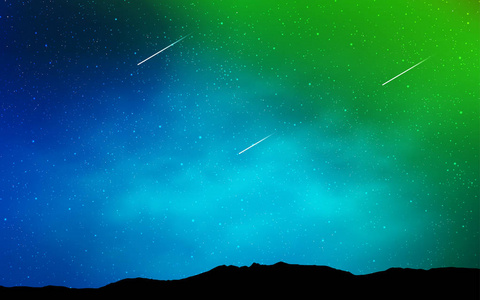 浅蓝色, 绿色矢量背景与银河星。现代抽象插图与大北斗星。占星学网站模式