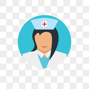 护士矢量图标在透明背景下隔离, 护士徽标概念