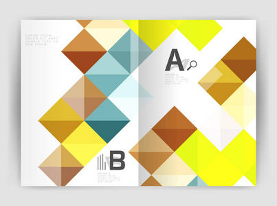 矢量方形简约抽象背景，打印模板业务宣传册 a4
