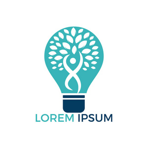 人的自然本性的标志符号灯泡灯和人树标志设计.