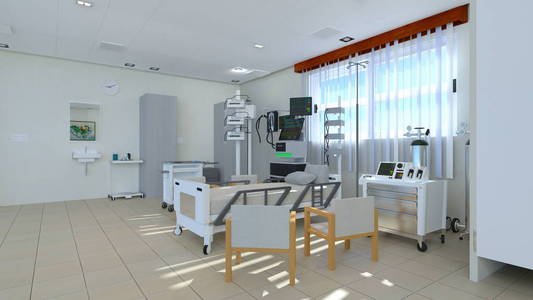 在桌面上,与自由空间组成医院计算机3d 医学空间的 cg 渲染3d 医学