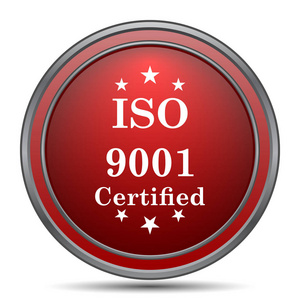 Iso9001 图标。白色背景上的互联网按钮