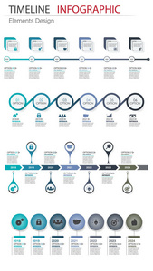 矢量抽象元素图表设置时间线。设计为业务财务模板布局工作流时间线信息演示等。抽象图表3d 矢量丛
