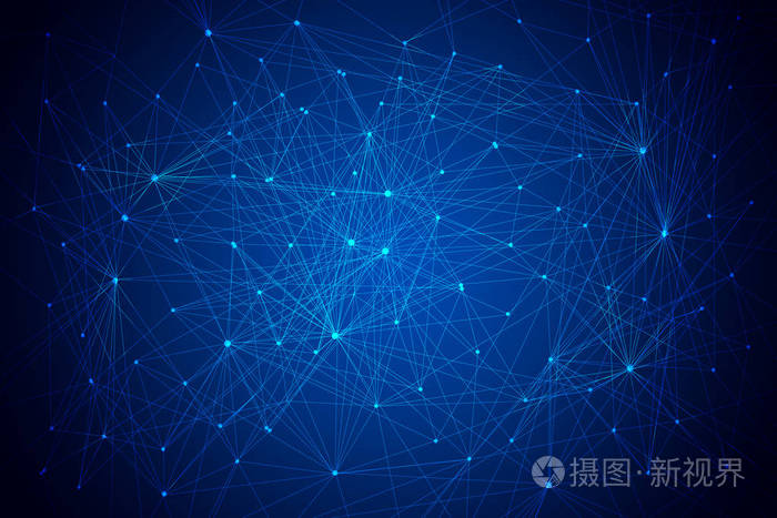 许多的线和点连接的蓝色抽象背景
