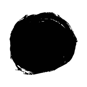 圆形艺术垃圾刷油漆中风黑色孤立的白色背景。设计元素矢量插图