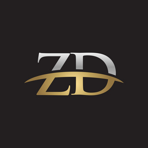 首字母 Zd 金银耐克标志旋风 logo 黑色背景