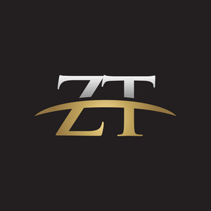 首字母 Zt 金银耐克标志旋风 logo 黑色背景
