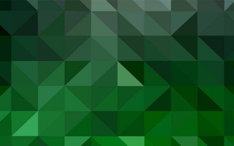 深绿色矢量闪耀三角形背景。带有三角形的现代抽象插图。网站的多边形设计