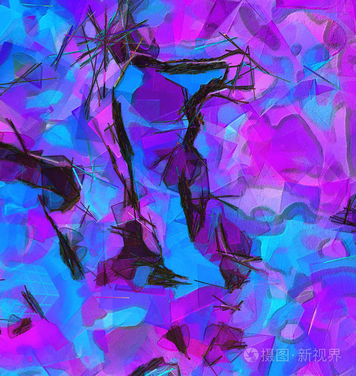 现代画墙艺术装饰.抽象绘图背景.设计艺术品.画布上的画笔描边.