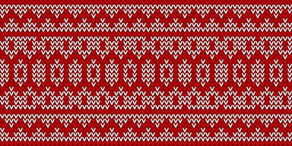 圣诞节传统的无缝冬季模式。红色和白色针织几何背景。矢量插图