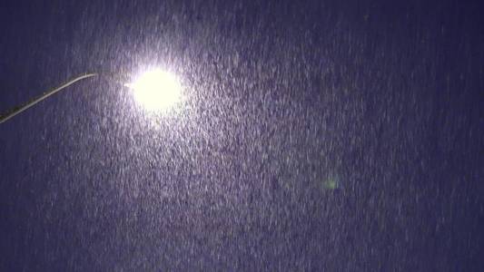 夜冬路灯随雪雨落雪图片