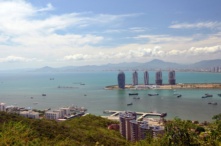 中国海南，三亚鸟瞰城市