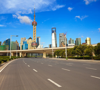 空路表面与上海外滩城市建筑
